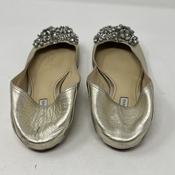 Vera Wang LAVENDER SILVER REAL LEATHER EMBELLISHMENT FLAT ROUND TOE BALLET 6.5 - Picture 7 of 12